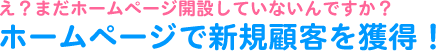 え？まだホームページ開設していないんですか？ホームページで新規顧客を獲得